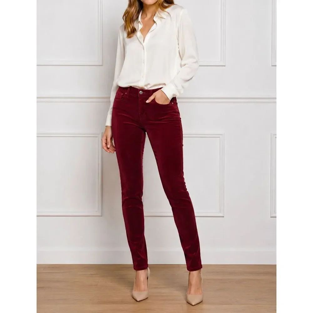 LβAGENCE MargueriteβVelvet Skinny Jeans 26 Merlot High Rise Luxe
